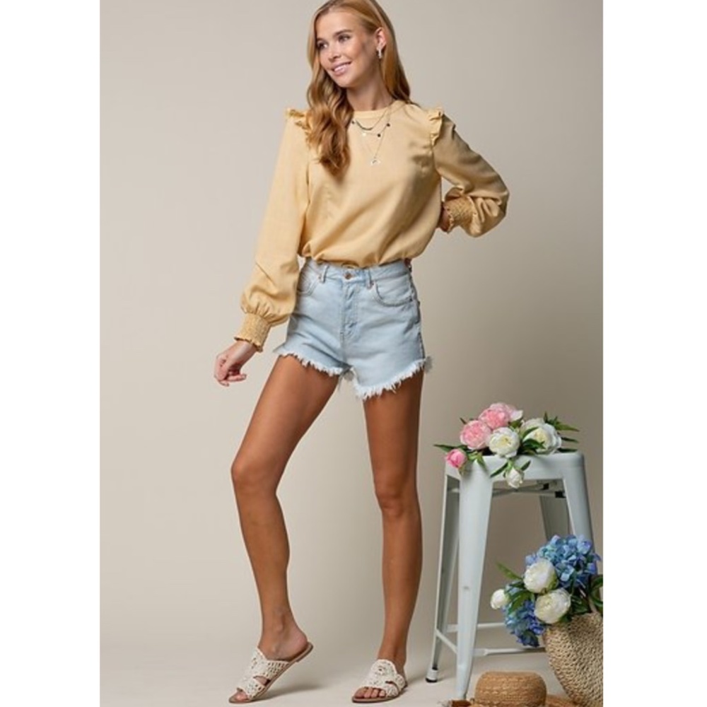 NWT Yellow Ruffle Blouse - Picture 4 of 7